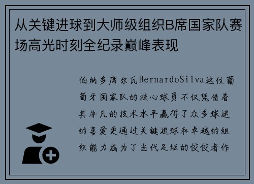 从关键进球到大师级组织B席国家队赛场高光时刻全纪录巅峰表现 从关键进球到大师级组织B席国家队赛场高光时刻全纪录巅峰表现